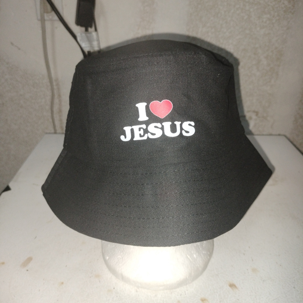 Black 'I Love Jesus' Bucket Hat